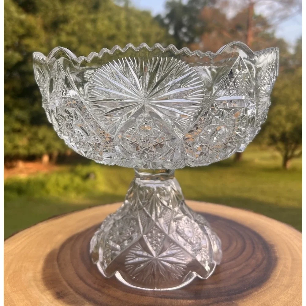 Antique 1906 US Glass Regal Oklahoma EAPG Pedestal Compote Bowl 8.25